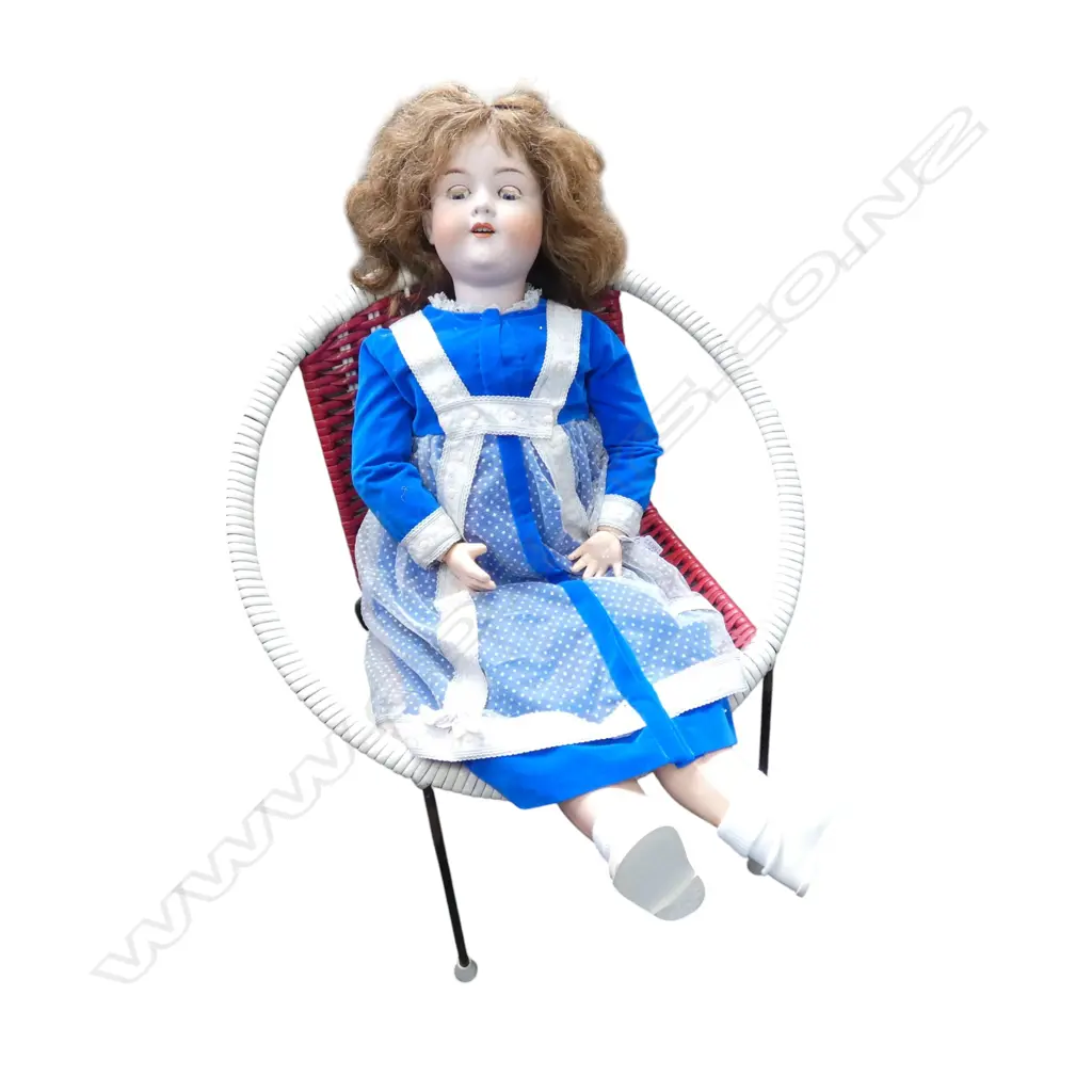 GERMAN ARMAND MARSEILLE SLEEPY EYE DOLL L.700mm + CHILDS COOLIE CHAIR Image 1++