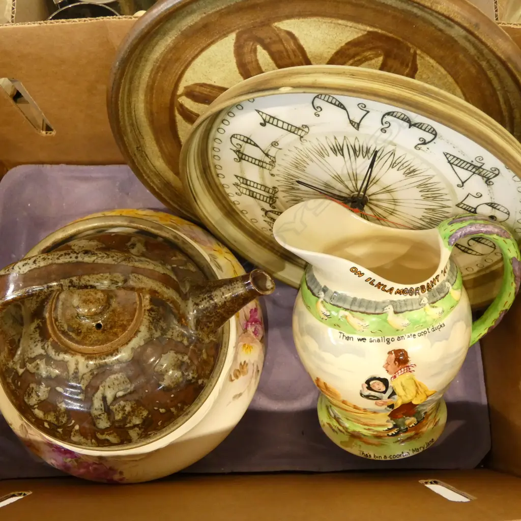 MUSICAL JUG, ROYAL BONN, POTTERY CLOCK, PLATTER & TEAPOT by ADRIAN COTTER Image 1++
