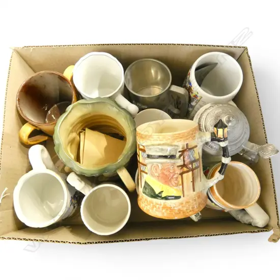12 ASSORTED CHINA GLASS ETC BEER MUGS