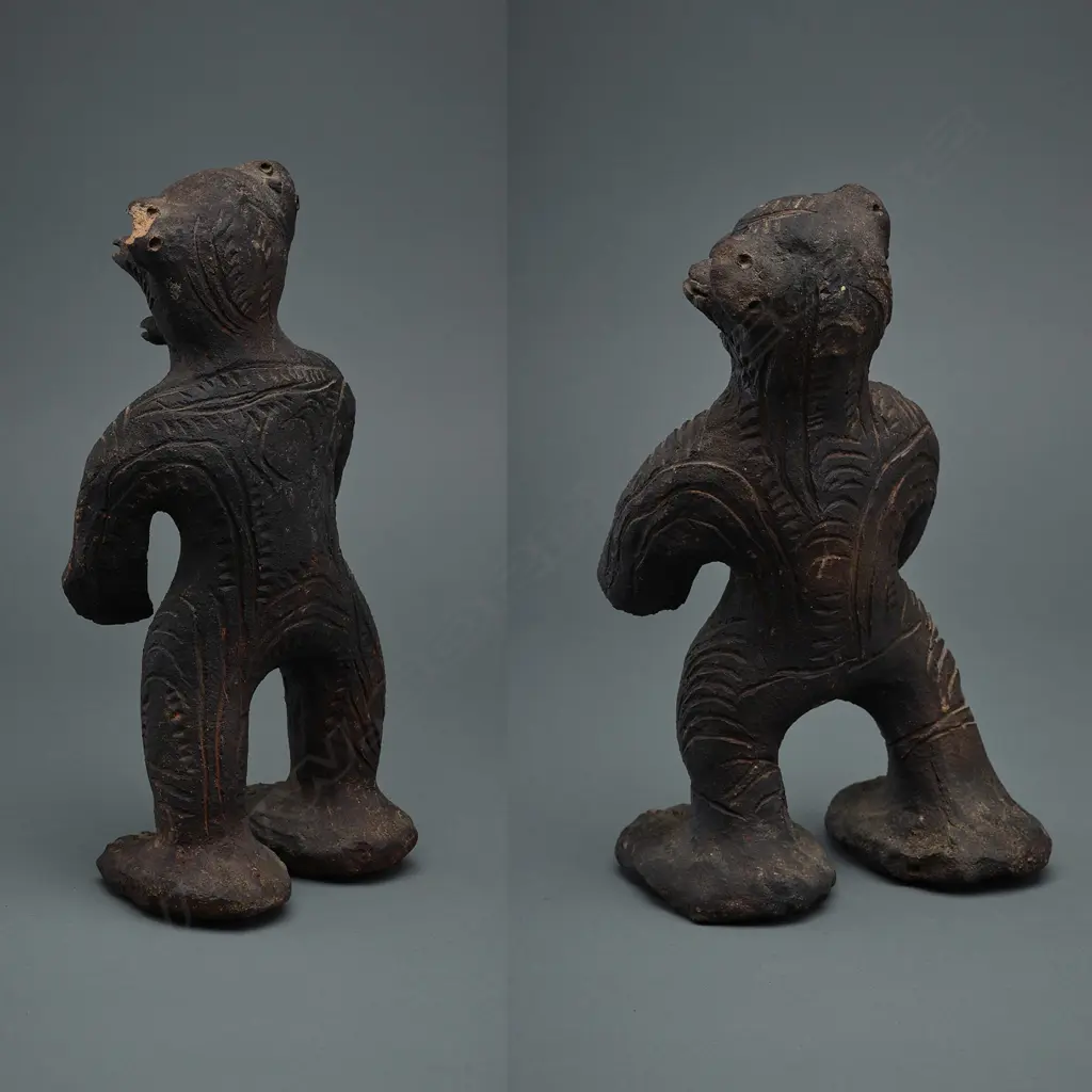 Pr earthenware Ancestor figures, Dimiri Village, Middle Sepik, PNG, one hand missing, H.29 & 25.2cm Image 1++