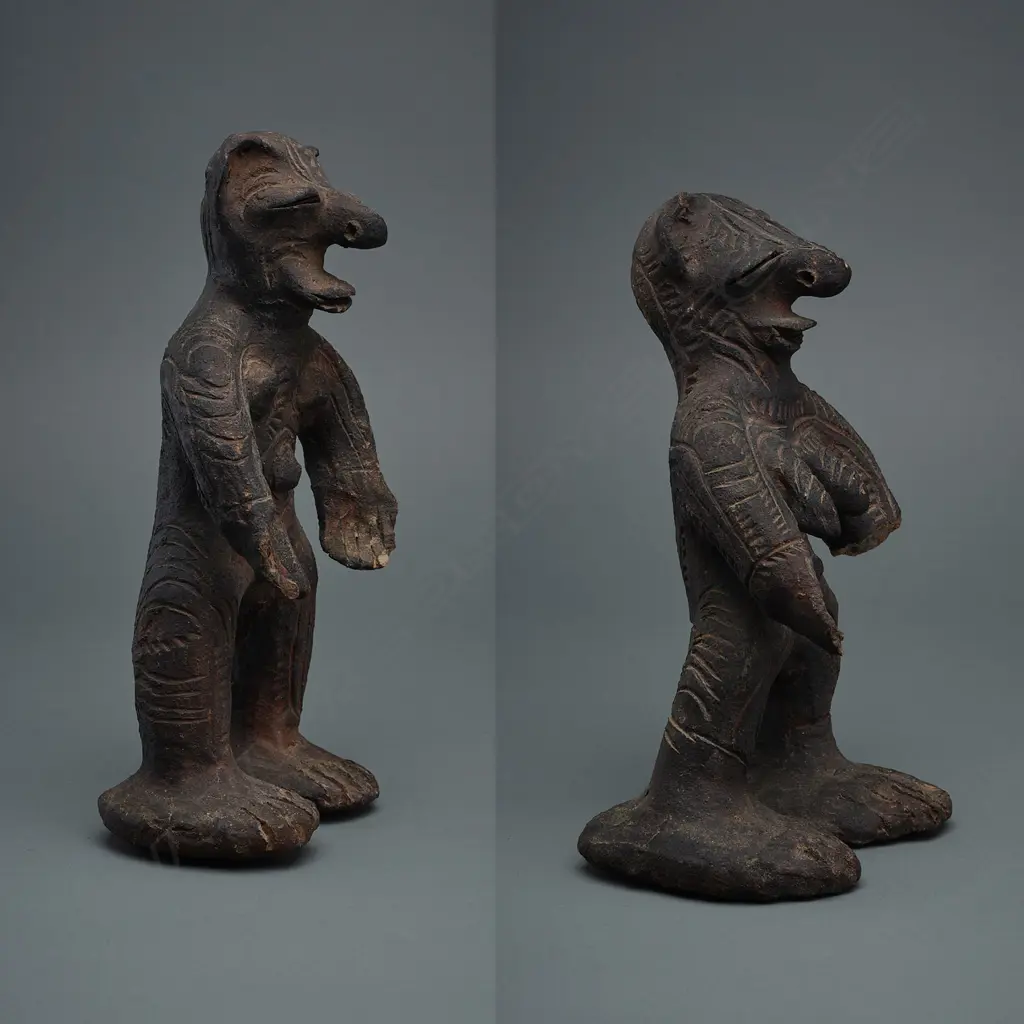 Pr earthenware Ancestor figures, Dimiri Village, Middle Sepik, PNG, one hand missing, H.29 & 25.2cm Image 1++