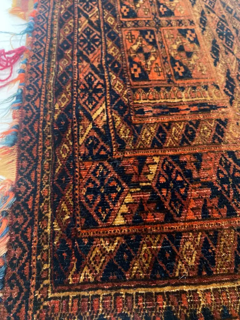 Wool pile Torba turkmen, with ten güls. 345 x 1150mm Image 1++