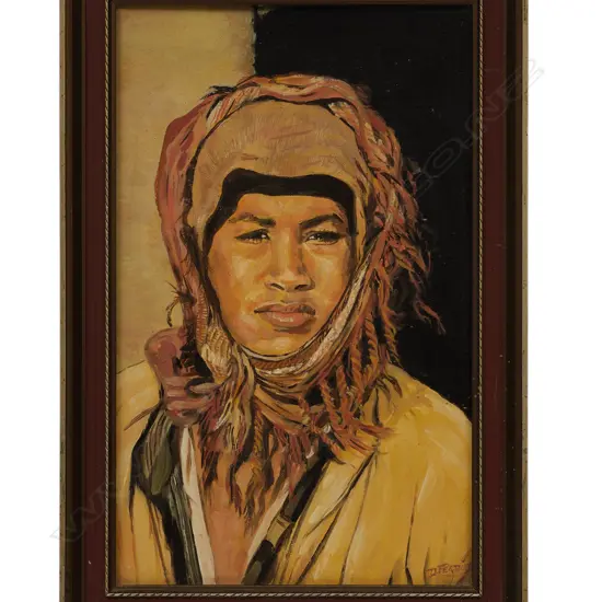 D Ferrier, Portrait of a man, oil on canvas on board, NZ, c.1975,  signed  &  inscribed to verso,  392 x 240mm