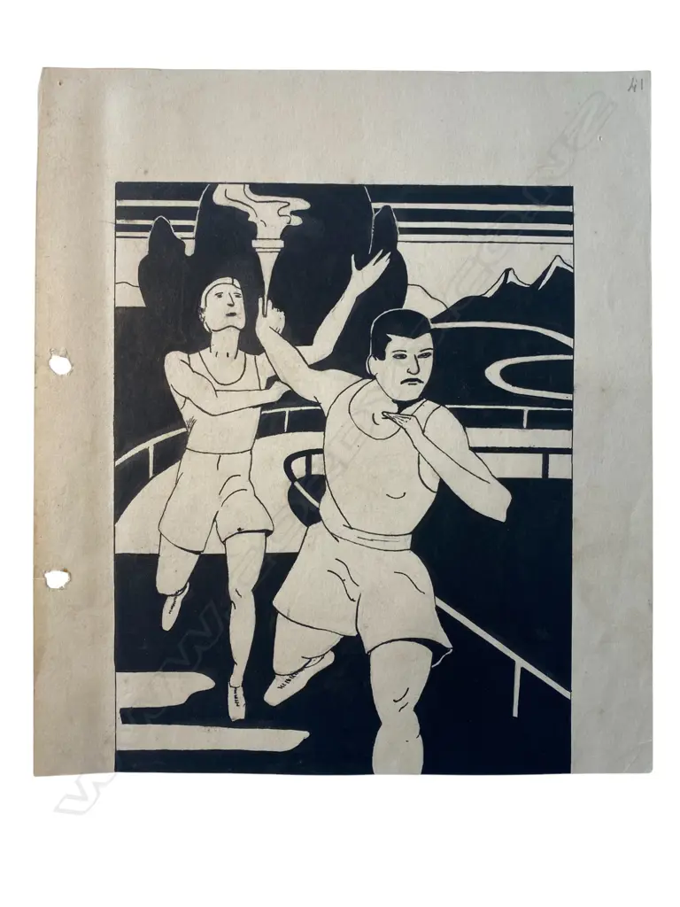 Note: The iconography of the image suggests a connection with the 1936 Summer Olympics. Conserved by conservator Camilla Baskcomb Image 1++