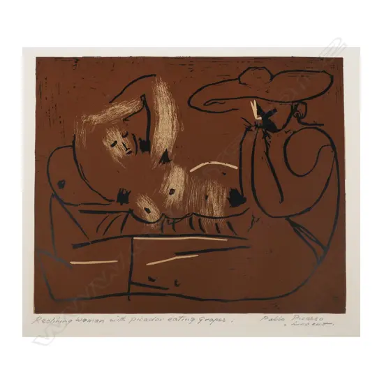 Pablo Picasso (1881-1973)/Harry Abrams 'Reclining Woman with Picador eating Grapes' (14), linocut, 270 x 325mm (image)