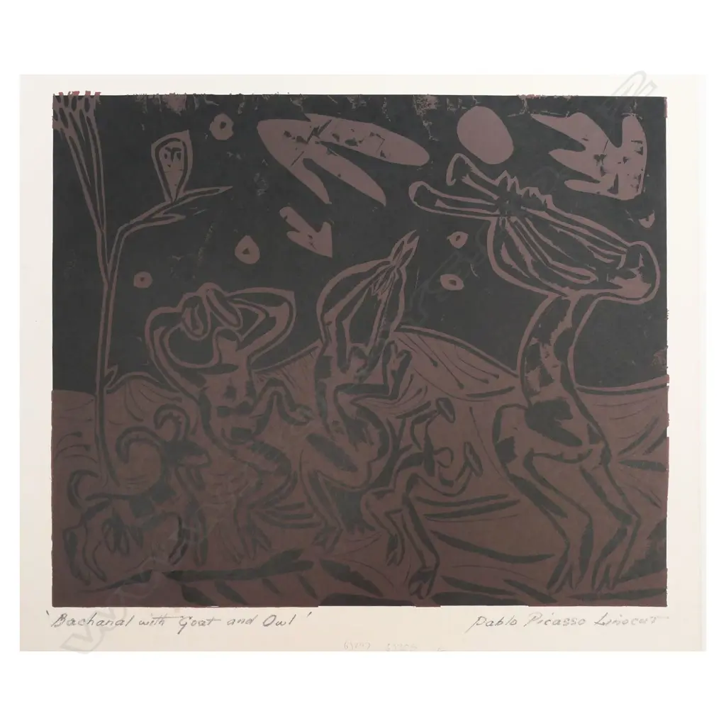 Pablo Picasso (1881-1973)/Harry Abrams 'Bachanal with Goat and Owl' (33), linocut, 267 x 325mm (image) Image 1++