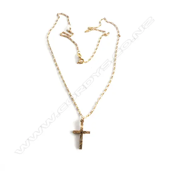 9CT CHAIN L.445mm (1.9gms) w. 9CT CROSS PENDANT1gm