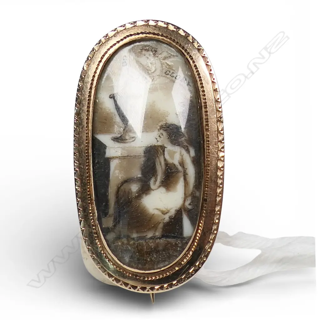 9CT ROSE GOLD MOURNING BROOCH Image 1++