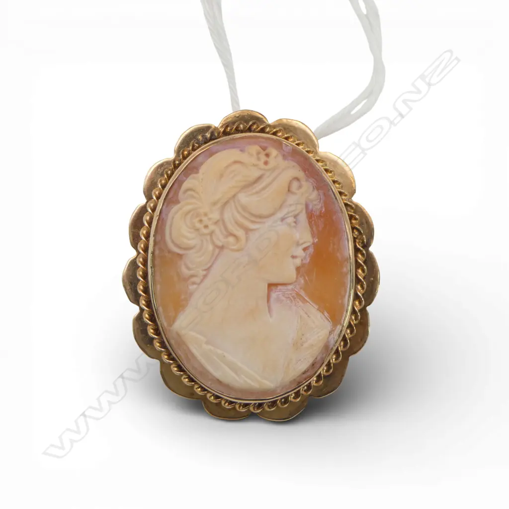 9ct GOLD FRAMED CAMEO 6.8gms Image 1++