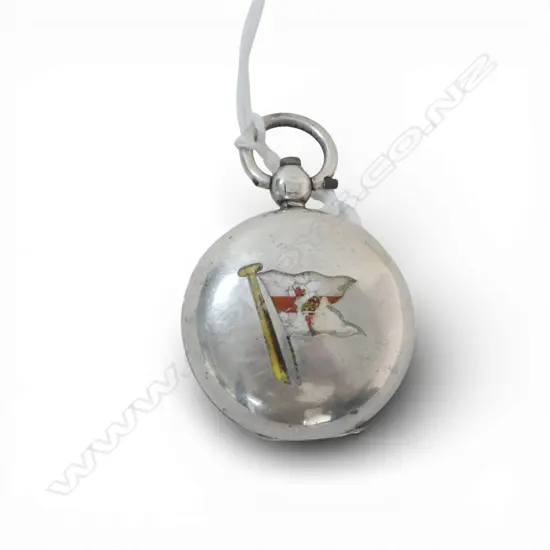 STERLING SILVER SOVEREIGN CASE Birmingham 1906 with faulted enamel flag highlight