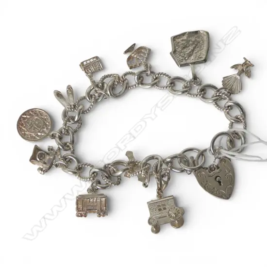 STG SILVER CHARM BRACELET, 36gms