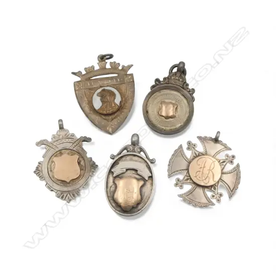 4 STG SILVER & GOLD FOB MEDALLIONS 36.22gms