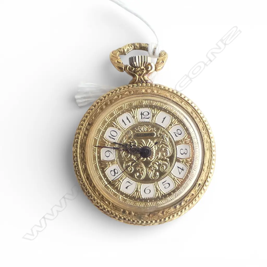 LADIES R/GOLD ROMEX SMALL POCKET WATCH.  3cm manual wind. GOING Image 1++