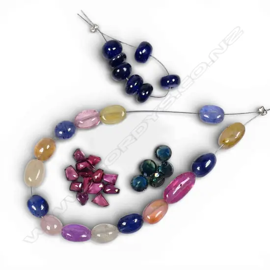 BLUE & PINK CUT SAPPHIRES & ASST. COLOURED SAPPHIRE BEADS