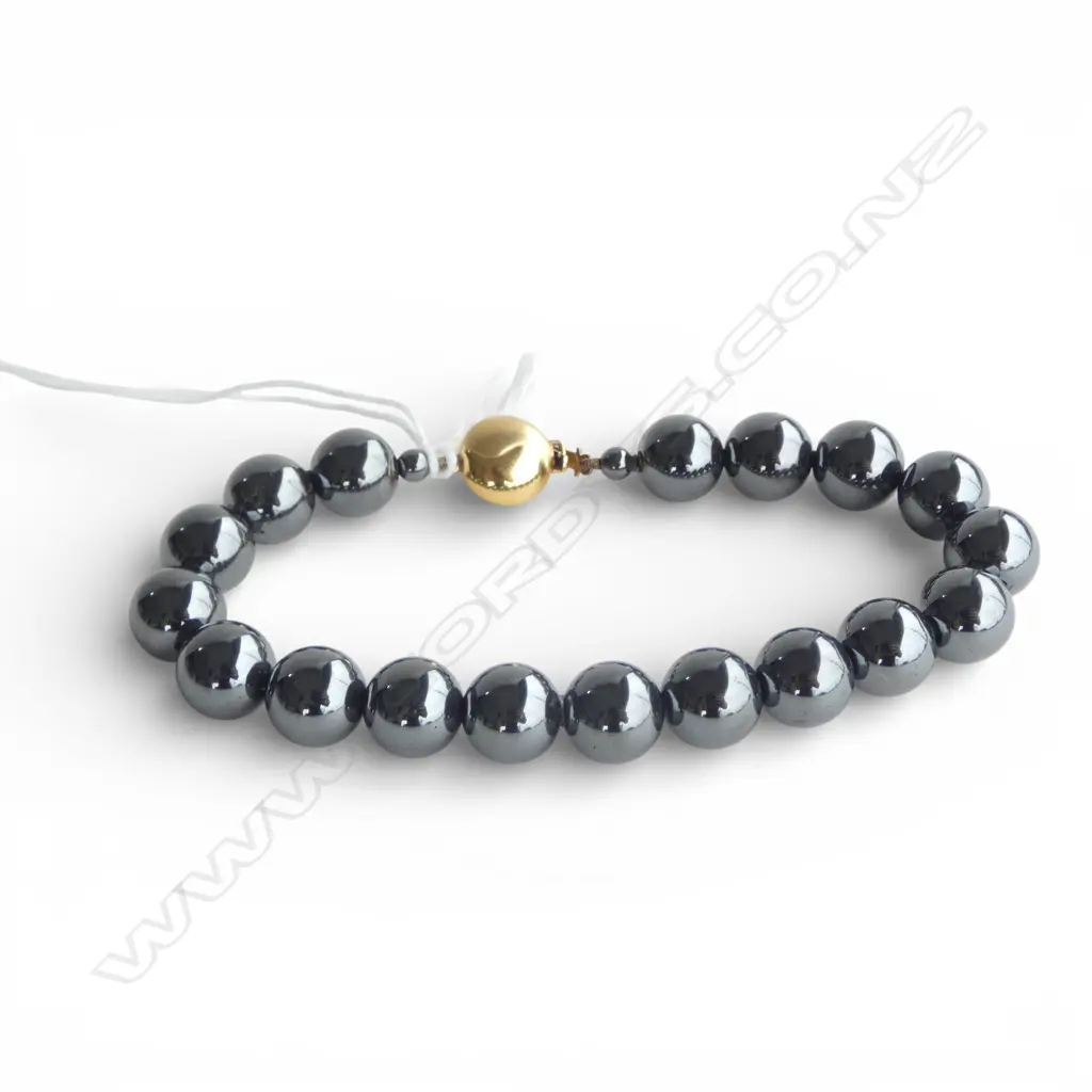 9CT CLASP ON HEMITITE BEAD BRACELET 21cm Image 1++