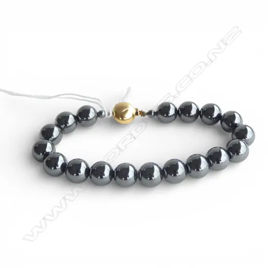 9CT CLASP ON HEMITITE BEAD BRACELET 21cm