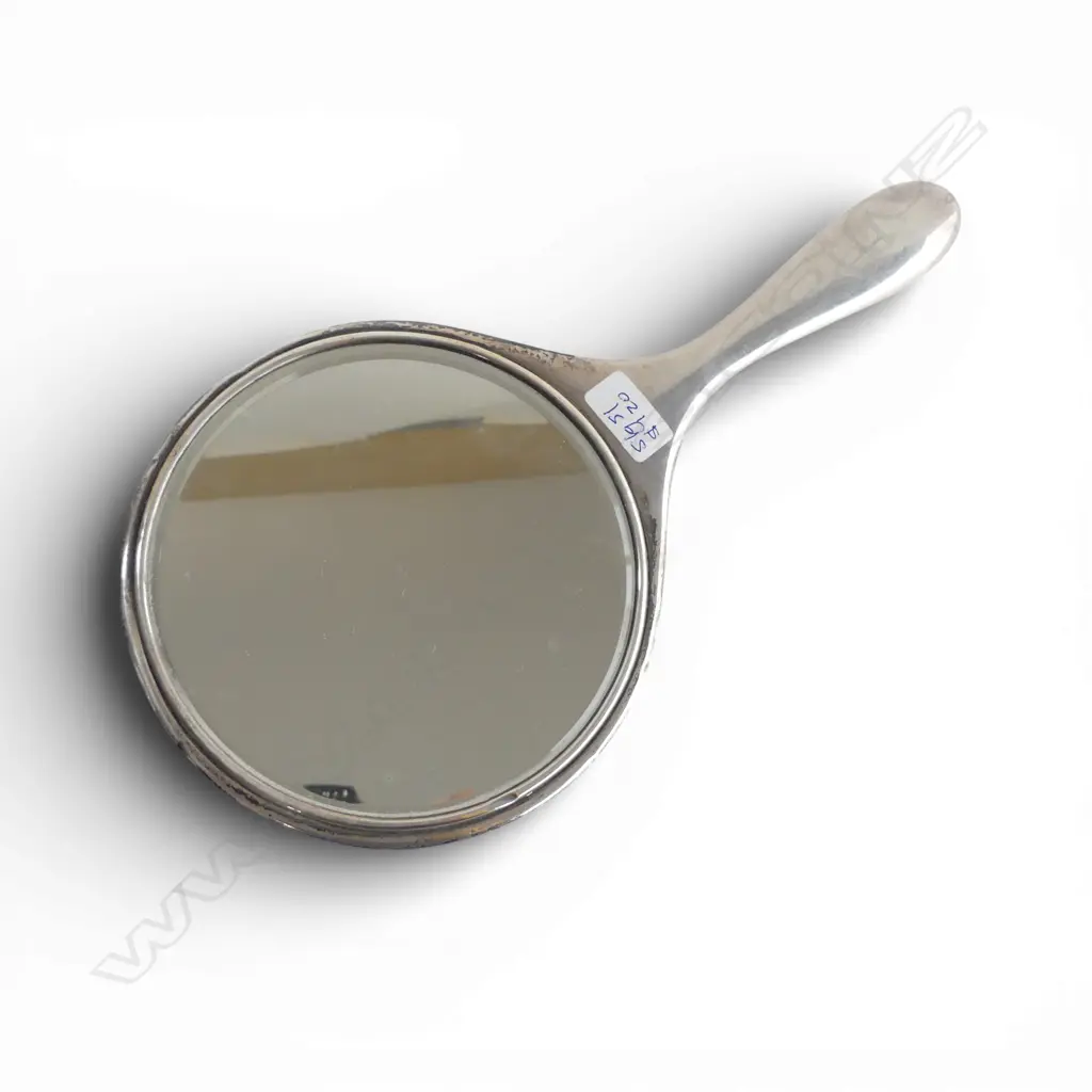 BIRMINGHAM 1912 SILVER HAND MIRROR relief fan & bow restrained design Image 1++