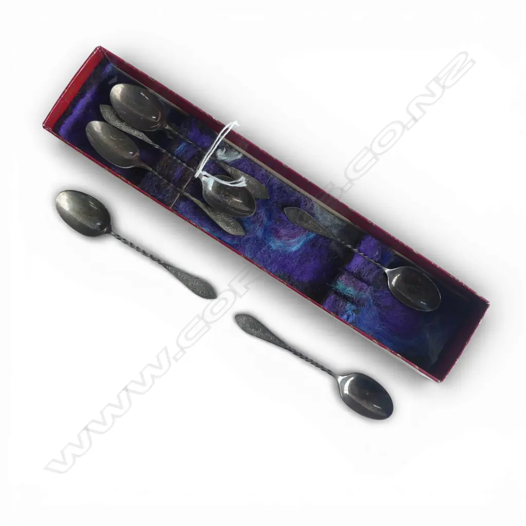 CASED SET OF 6 S/SILVER COFFEE SPOONS 49GMS Image 1++