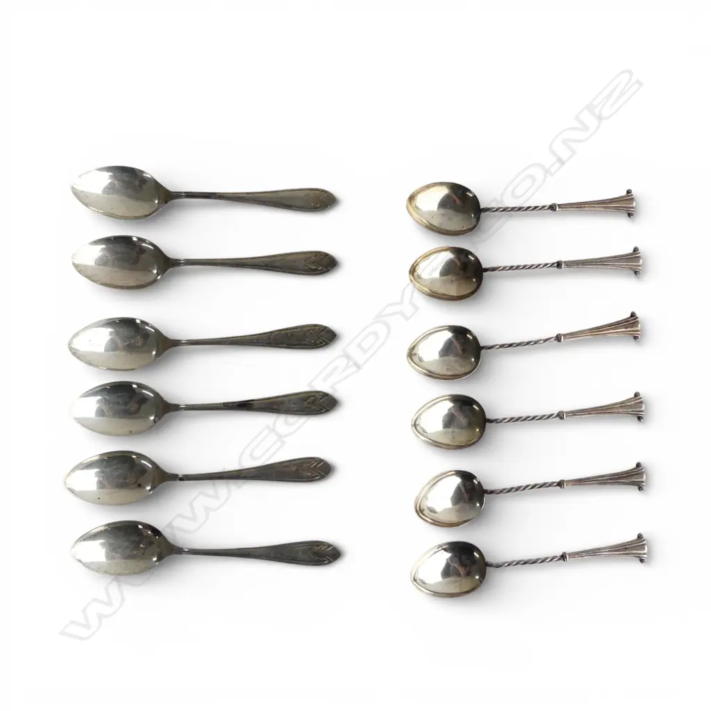 2 SETS OF 6 STG SILVER TEASPOONS, 113gms Image 1++