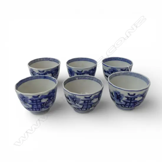 6 EARLY c.1900 ORIENTAL TEA CUPS HAND PAINTED H62mm