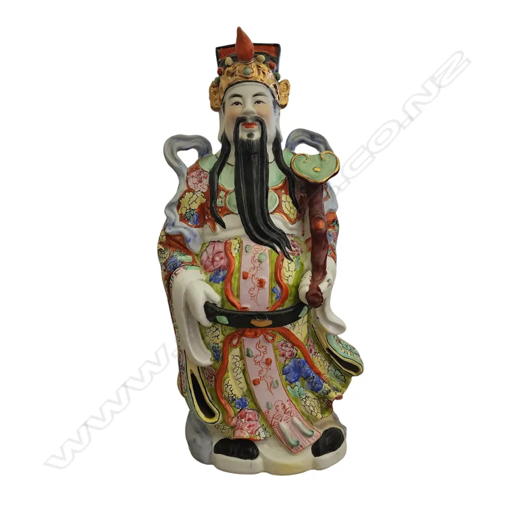 CHINESE HAND-PAINTED PORCELAIN STATUE OF LU XING - 450 mm HEIGHT Image 1++