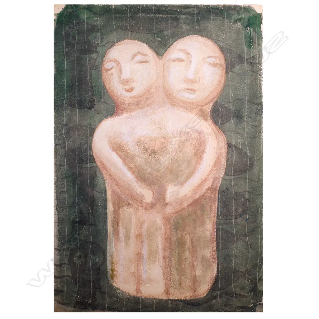 GEOFFREY FAIRBURN 'STONE IDOLS', c.1960, WATERCOLOUR, 420 x 285mm Image 1++