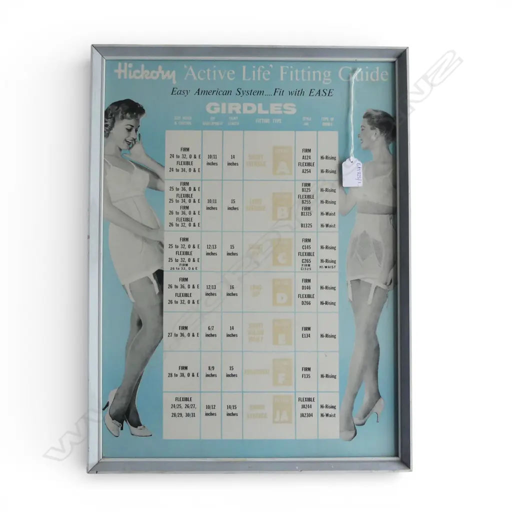 VINTAGE GIRDLE FITTING GUIDE 485x360mm, FRAMED Image 1++