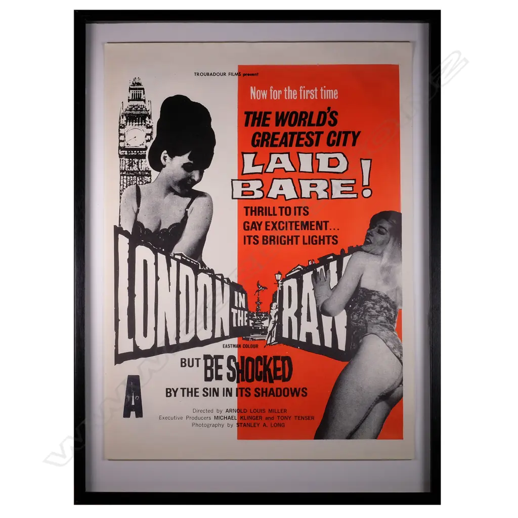 'LONDON IN THE RAW' 1960s DAYBILL - NIGHTLIFE DOCUMENTARY, 480 x 350mm Image 1++