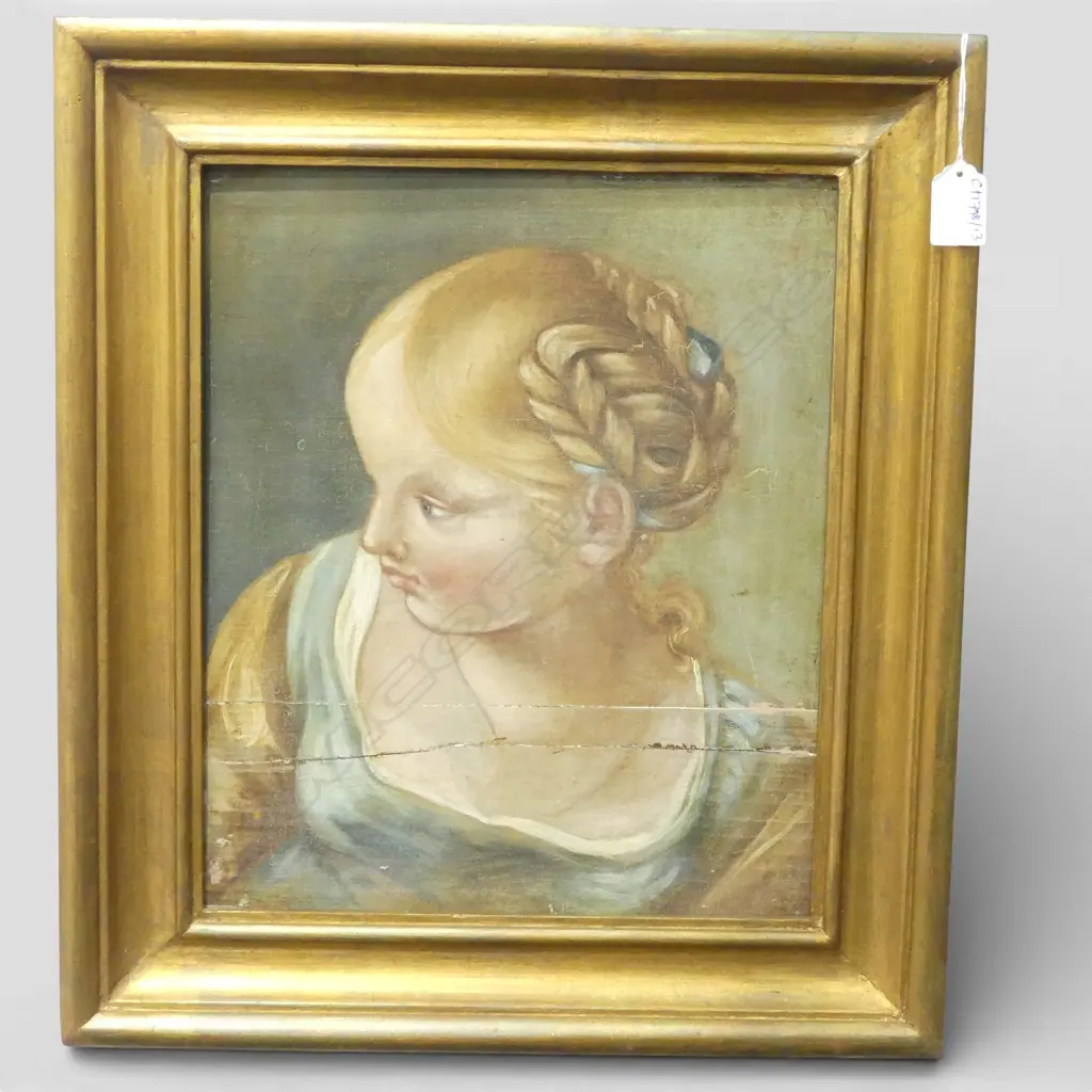 ARTIST UNKNOWN, PORTRAIT OF A YOUNG WOMAN, OIL ON PANEL 340x280mm FAULTS Image 1++