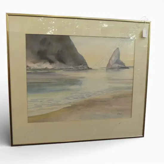 MARGARET BELL, BEACH SCENE, WATERCOLOUR, 330x420mm