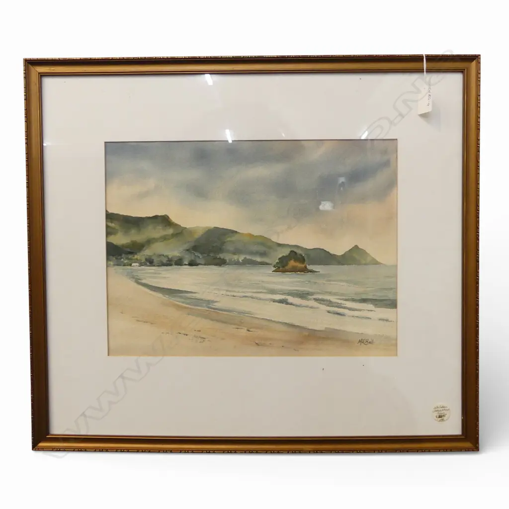 MARGARET BELL, WHANGAPARAOA BEACH, WATERCOLOUR, 290x390mm Image 1++