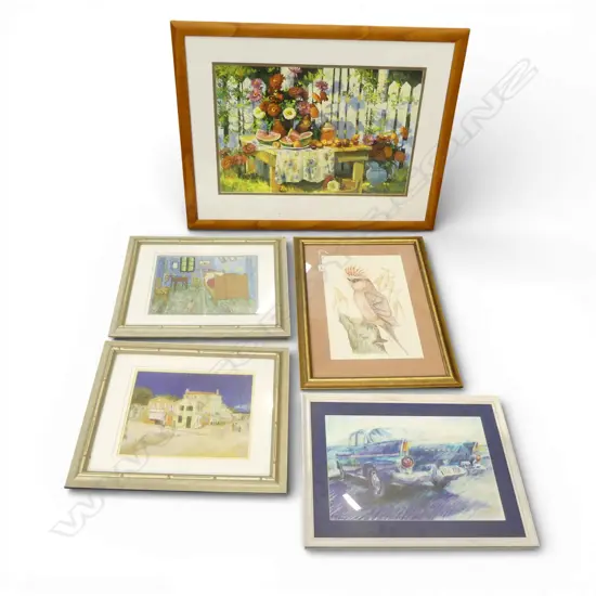 5 ARTWORKS; 2 VAN GOGH PRINTS, DON RICK 'ZINNIA SHADOWS' PRINT460x700mm