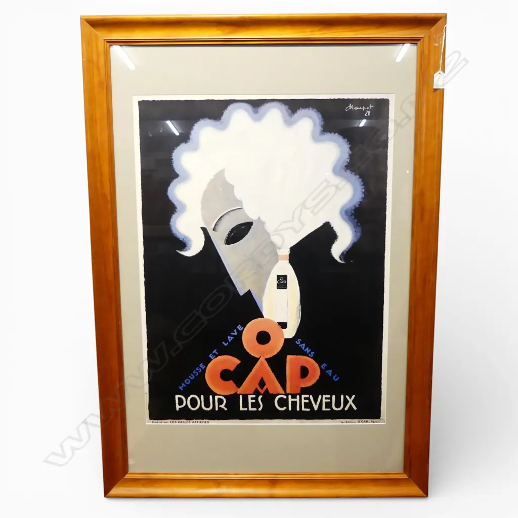 REPRODUCTION FRENCH 1930s PRINT 'O CAP POUR LES CHEVEUX' 765x570mm Image 1++