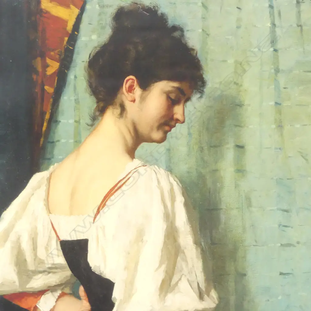 MOUNTED PRINT; THERESE SCHWARTZE 'YOUNG ITALIAN WOMAN WITH THE DOG PUCK' 690x500mm MARKS Image 1++