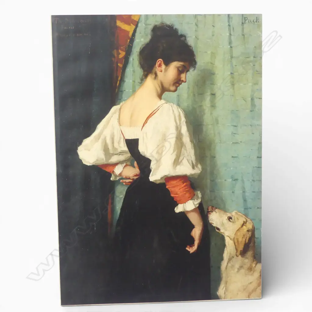 MOUNTED PRINT; THERESE SCHWARTZE 'YOUNG ITALIAN WOMAN WITH THE DOG PUCK' 690x500mm MARKS Image 1++