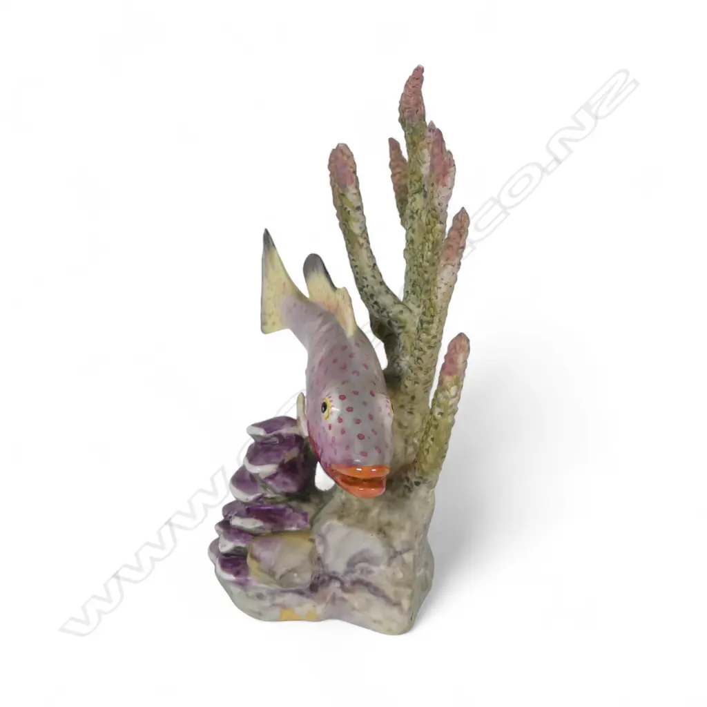 Royal Worcester porcelain figurine of a 'Red Hind' fish with coral by Ronald Van Ruyckevelt Image 1++
