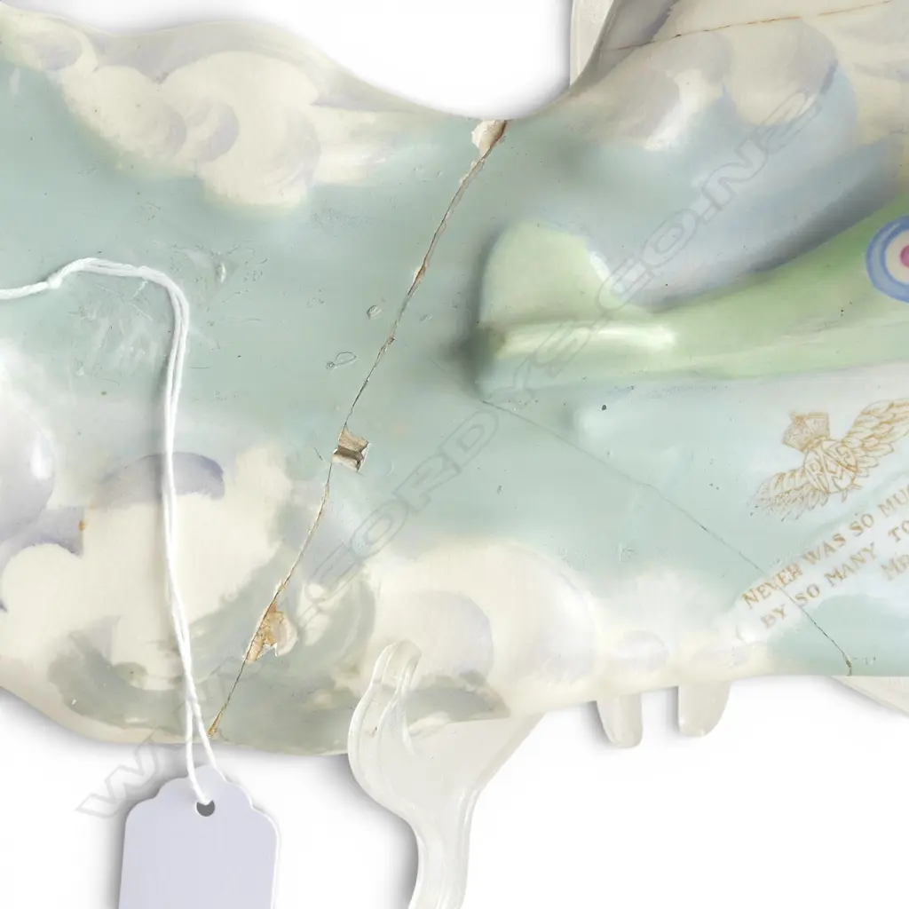 CINDERELLA CROWN DEVON WALL PLAQUE H150MM & AF C/DEVON BATTLE OF BRITON SPITFIRE COM WALL PLAQUE FAULTEDL290MM Image 1++