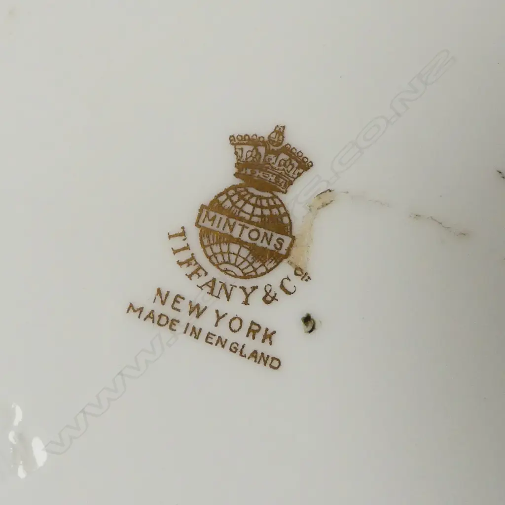 SET 12 TIFFANY & CO MINTON SIDE PLATES green white & gold Dia.195mm Image 1++