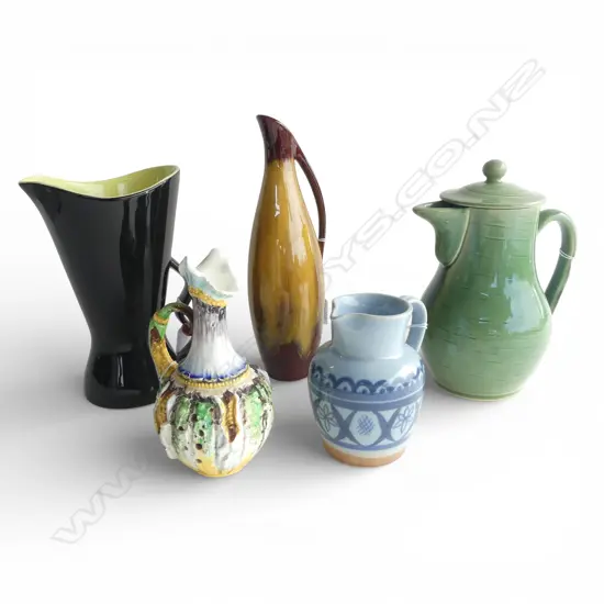 COLLECTION OF 5 MIDCENTURY JUGS 280MM TALLEST