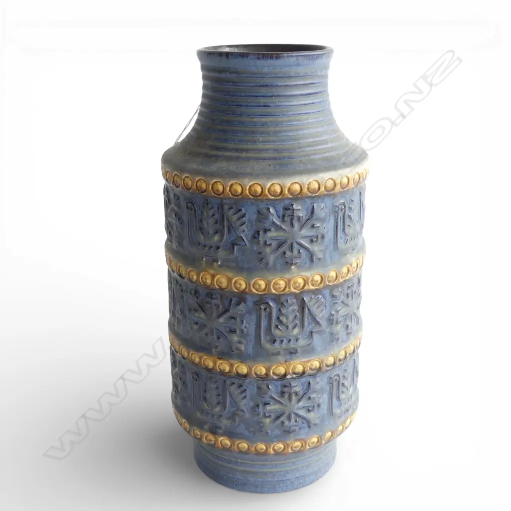 RETRO WEST GERMAN TALL BLUE VASE H310MM Image 1++