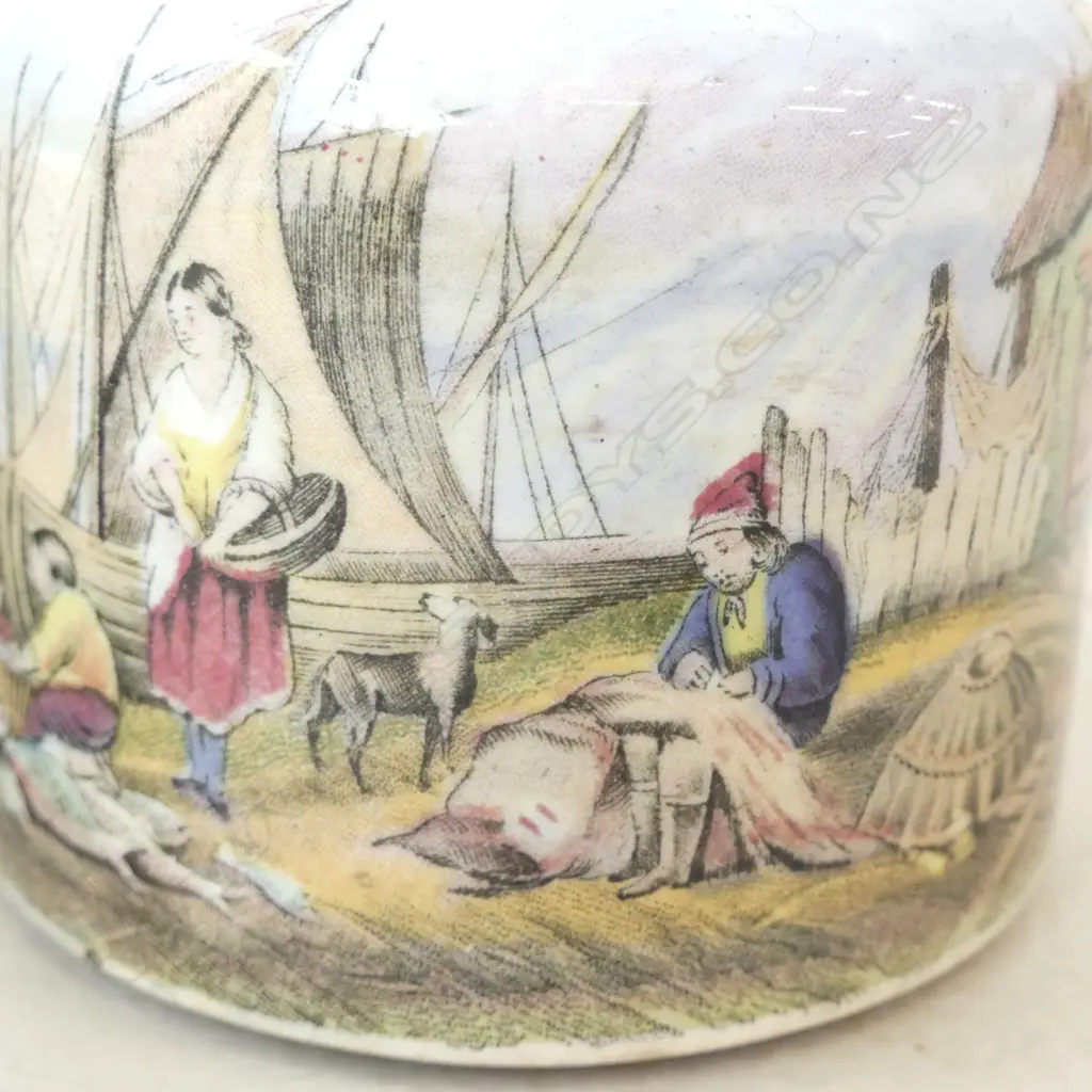 2 VICTORIAN PASTE POTS mending the nets & Venice H.80mm no lids Image 1++