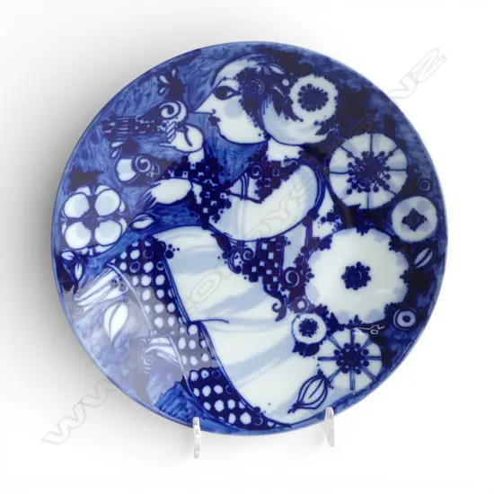 ROSENTHAL BLUE & WHITE BJORN WILBLAD SIGNED BOWL DIA220MM