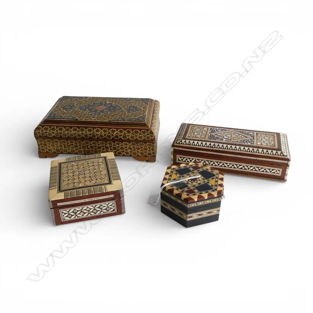 4 INLAID WOODEN BOXES W.220mm Image 1++