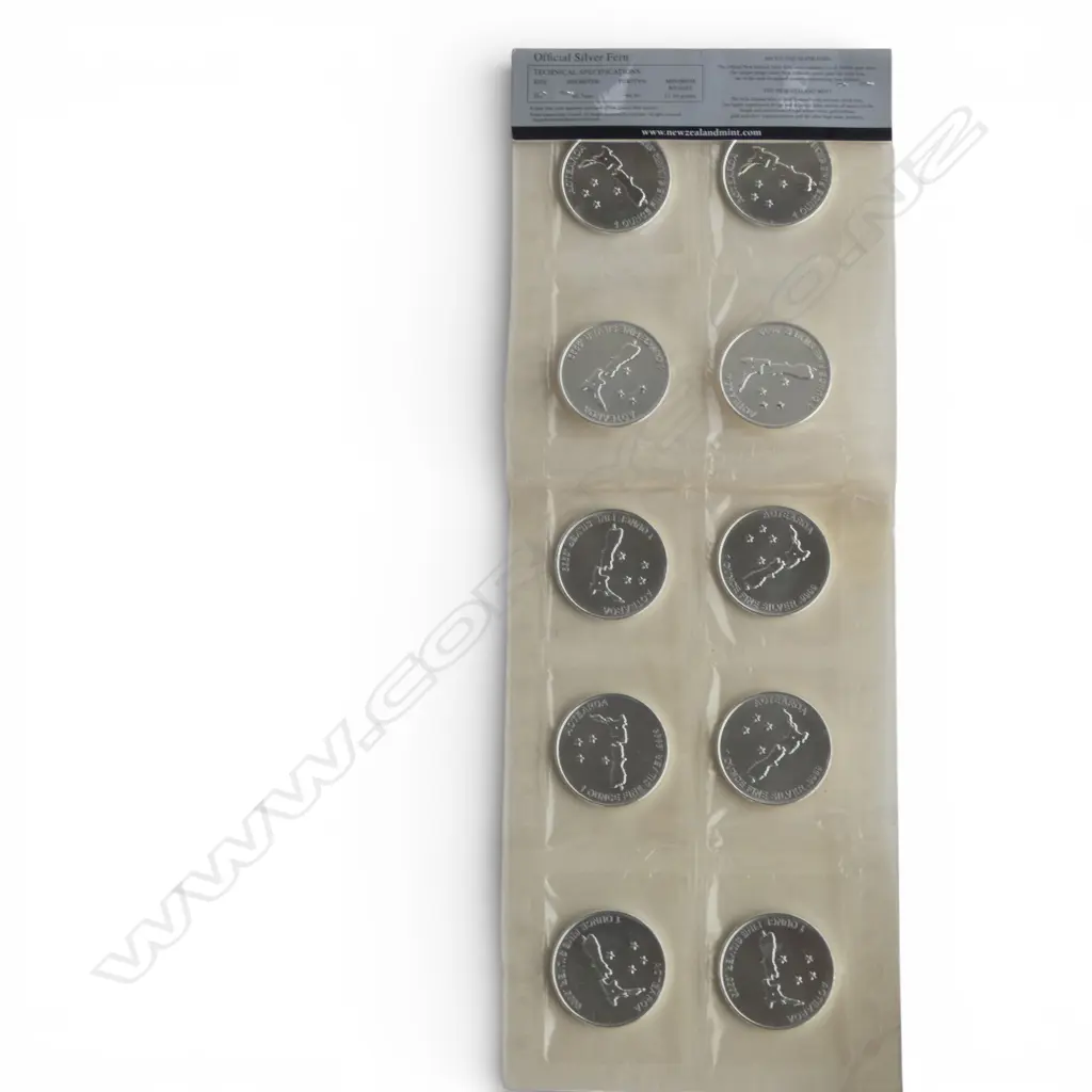 10 SILVER FERN 1 OUNCE  SILVER COINS, approx 336gms Image 1++