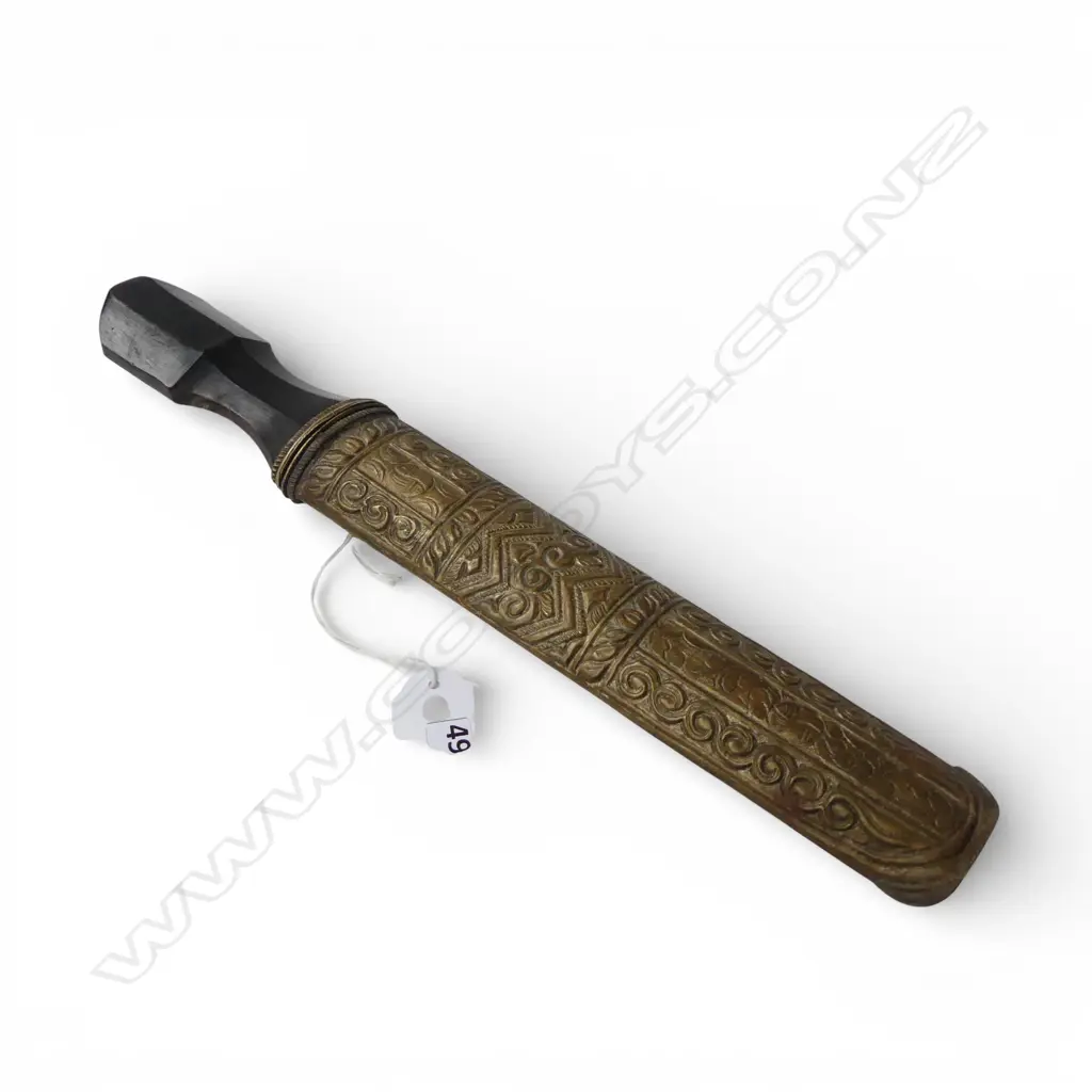 VINTAGE KNIFE horn handle & brass scabbard Image 1++