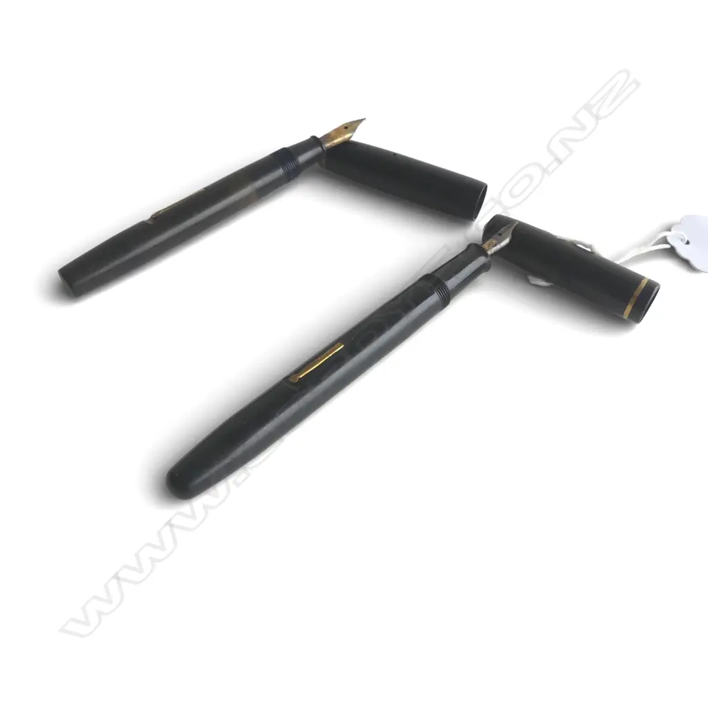 2 VINTAGE FOUNTAIN PENS CONWAY THE DANDY & ONOTO BOTH WITH 14CT GOLD NIBS Image 1++