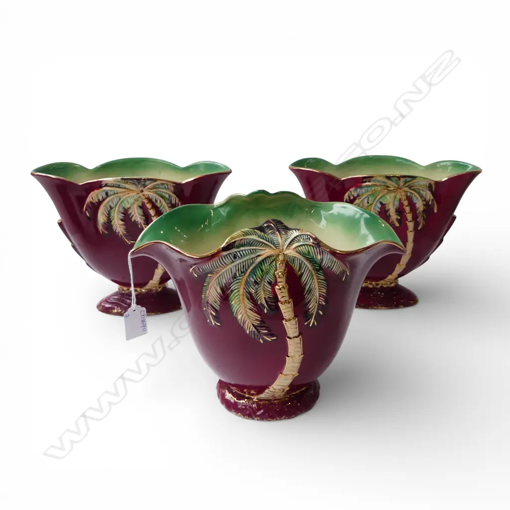 3 BESWICK PALM TREE VASES (PR + 1) H.210mm Image 1++
