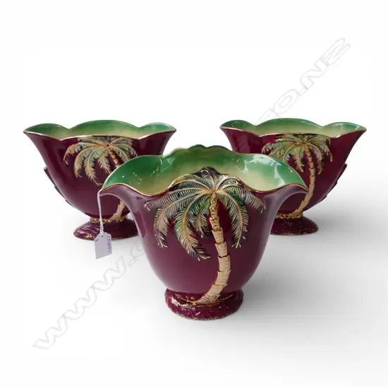 3 BESWICK PALM TREE VASES (PR + 1) H.210mm