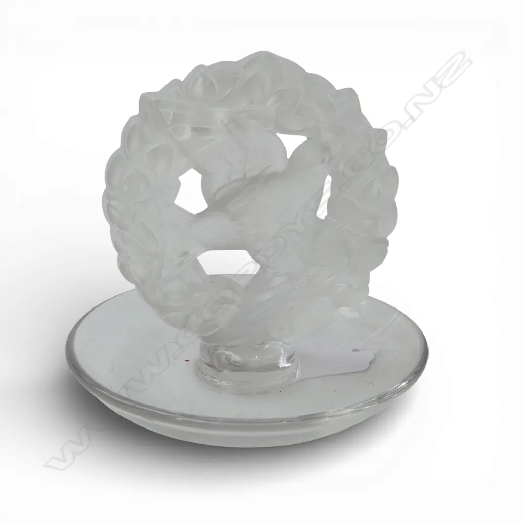 LALIQUE FRANCE CRYSTAL RING DISH H.90mm small chip Image 1++