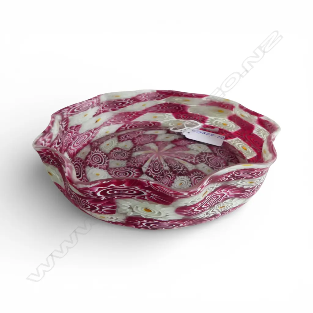 MURANO GLASS MILLEFIORI FLAT BOWL w frilled rim. Dia.170mm Image 1++